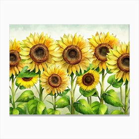 Watercolor Painting Of Sunflowers 1 Canvas Print