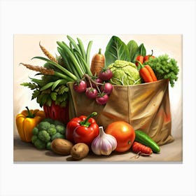 Bag Of Fresh Vegetables Canvas Print