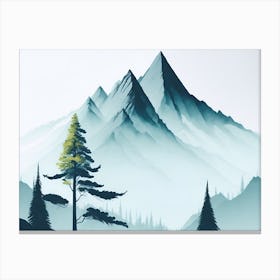 Mountain And Forest In Minimalist Watercolor Horizontal Composition 141 Canvas Print