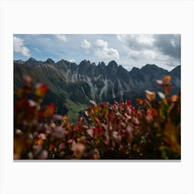 Austrian Mountains Painted Red Canvas Print