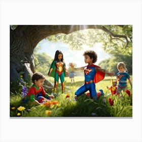 Superman And His Friends 1 Canvas Print