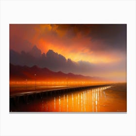 Burnngreflectionsrailscene Canvas Print