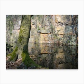 Reflection in the quarry. Rock and water 4 Canvas Print