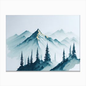 Mountain And Forest In Minimalist Watercolor Horizontal Composition 458 Canvas Print