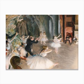 The Rehearsal Onstage, Edgar Degas Canvas Print