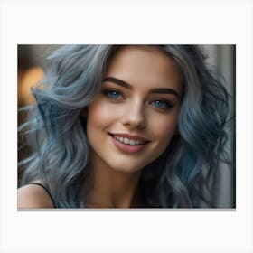 Portrait Of A Young Woman With Blue Hair Canvas Print