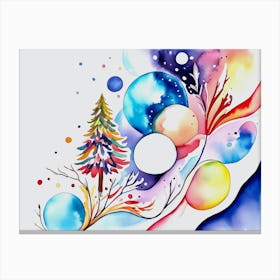 Watercolor Christmas Tree Canvas Print