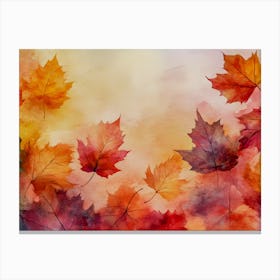 Autumn's Embrace - #AutumnLeaves #WatercolorArt #FallVibes #CozyDecor #SeasonalArt #WallArt #NatureInspired #ColorfulLeaves #WarmTones #FyArt Canvas Print