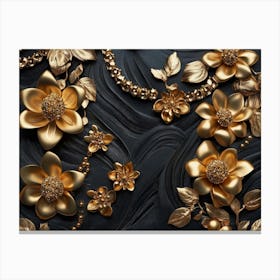 Gold Flowers 5 Canvas Print