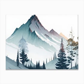 Mountain And Forest In Minimalist Watercolor Horizontal Composition 315 Canvas Print