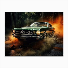 65 Green Mustang Canvas Print