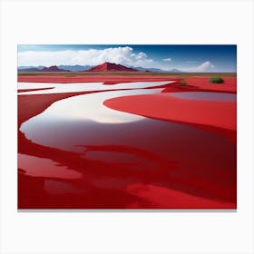 Landscape Of Red Mud Adobe Walls On The Tidal Flats Canvas Print