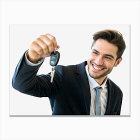 Happy Man Holding Car Keys Toile