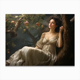 Upscaled Painting Of Woman Sitting On An Apple Tree In The Style O D6bbb80e 9117 498b Abc4 93877e5b8fcd Canvas Print