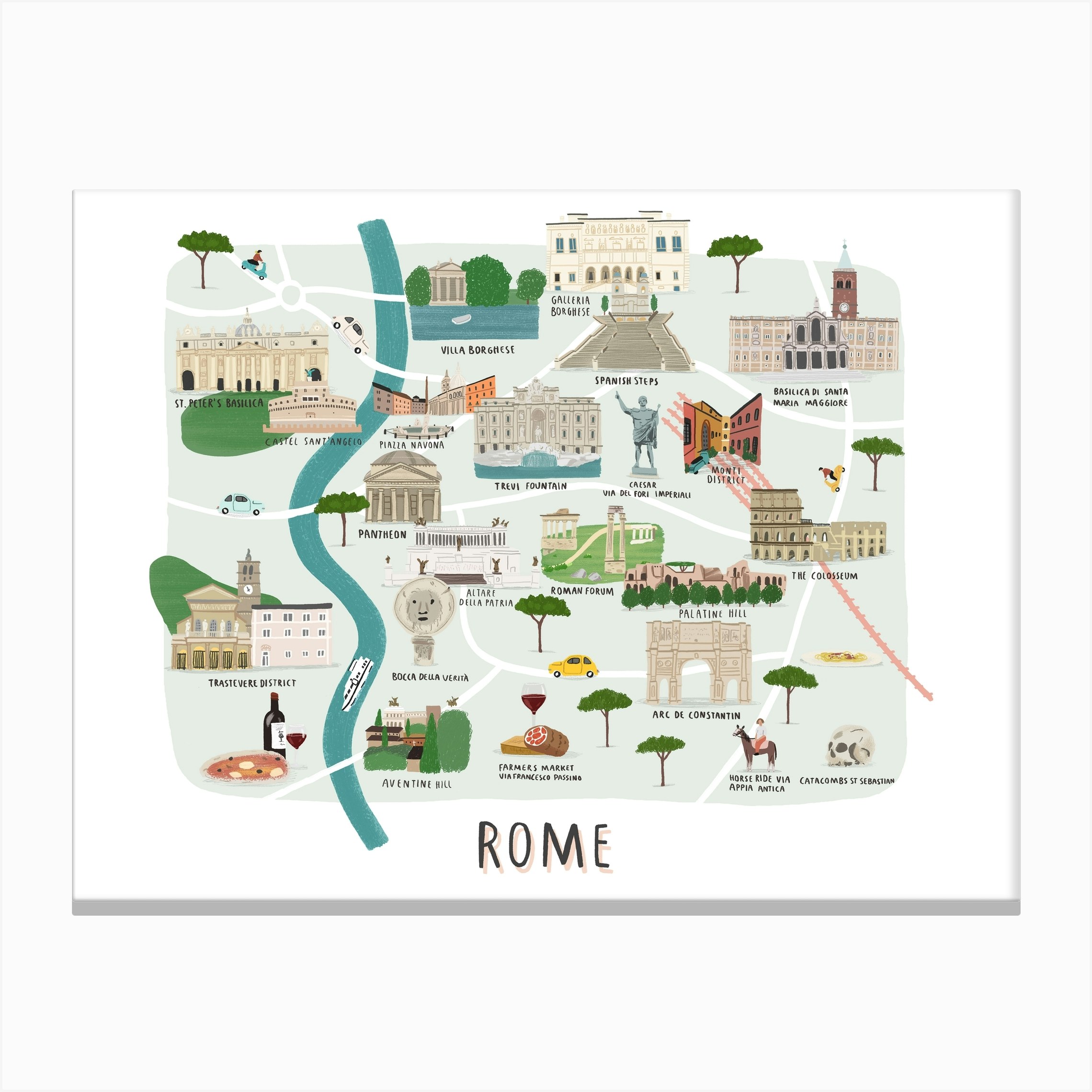 Rome Map Print Canvas Print By Alex Foster Fy