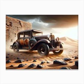 Old Car In The Desert Canvas Print