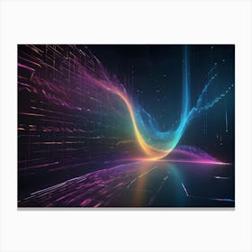 An Abstract Image Of A Futuristic Cityscape With Glowing Lines And Particles 1 Canvas Print