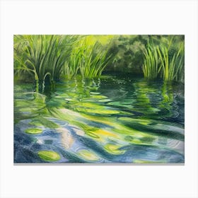 Pond With Reeds Canvas Print