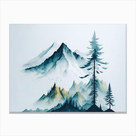 Mountain And Forest In Minimalist Watercolor Horizontal Composition 261 Canvas Print