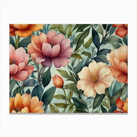 Watercolor Floral Pattern Canvas Print