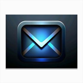 Metallic Blue Email Icon With Glowing Effect Canvas Print