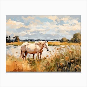 Horses Painting In Loire Valley, France, Landscape 4 Canvas Print