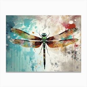 Dragonfly Illustration Meadow Watercolour 3 Canvas Print