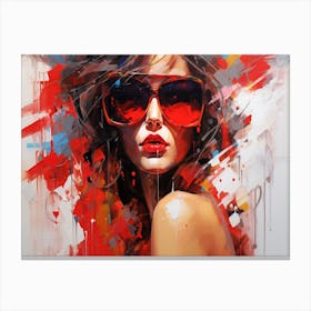 Woman In Red Sunglasses 5 Canvas Print