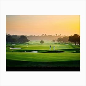 Evening Glow Softly Embracing A Serene Golf Course As A Golfer Swings A White Driver Amidst The Acti 2 1 Toile