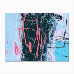 Abstract Painting Pink, Blue and Black Canvas Print