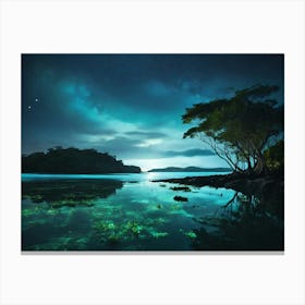 Night In The Forest Paintings Art Print Canvas Print