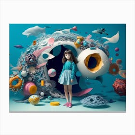 Girl In An Aquarium Canvas Print