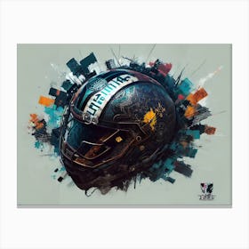 Helmet Of A Motorcyclist Canvas Print