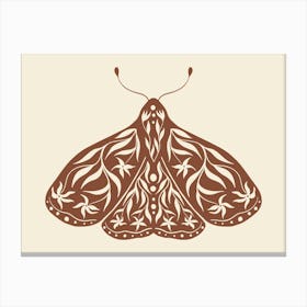 Folk Art Moth 01 - Red Brown Canvas Print