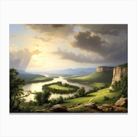 Sunrise Over The River Canvas Print