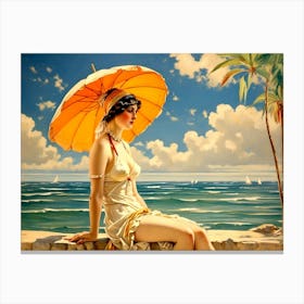 Girl At The Beach 1 Canvas Print