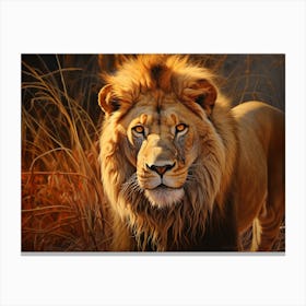 African Lion Eye Level Realism 2 Canvas Print