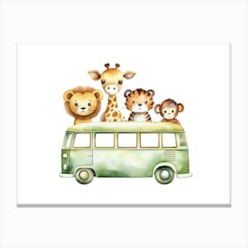 Giraffes On A Bus Canvas Print