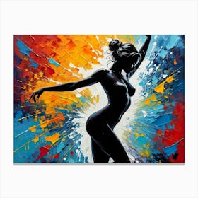 Oil Painting Naked woman with abstract background - Acrylic oil painting #6 Canvas Print