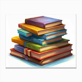 Stack Of Colorful Books On White Background 1 Canvas Print