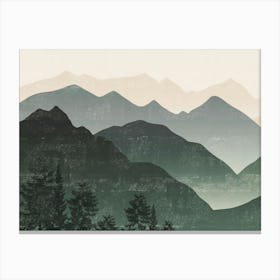 Forest Green Mountain, Pine Trees Canvas Print