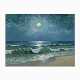 Moonlight Over The Ocean Canvas Print