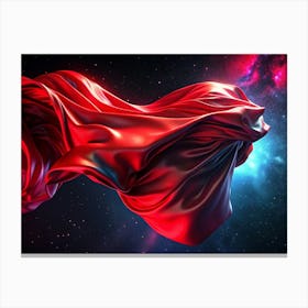 Red Fabric Flowing Against A Cosmic Background Canvas Print