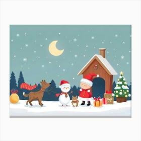 Santa Claus And His Dog Canvas Print