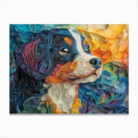 Finnish Laphund Paper Quilling Dog Portrait II Canvas Print