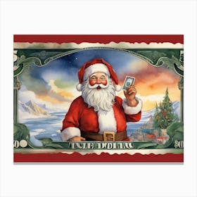 Santa Features On His Own Money Note Canvas Print