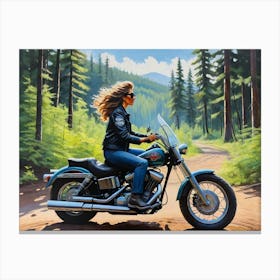 Woman On A Motorcycle 8 Canvas Print