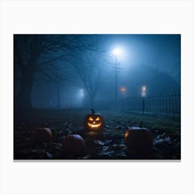 Haunting Halloween Greetings On A Misty Night (16) Canvas Print