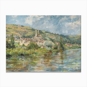 Rural Lakeshore Haven Painting Inspired By Paul Cezanne Canvas Print