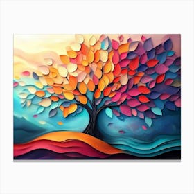 Colorful Tree with Multicolor Leaves 5 Canvas Print